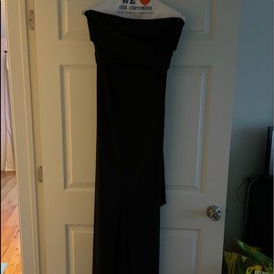 Floor length strapless black dress